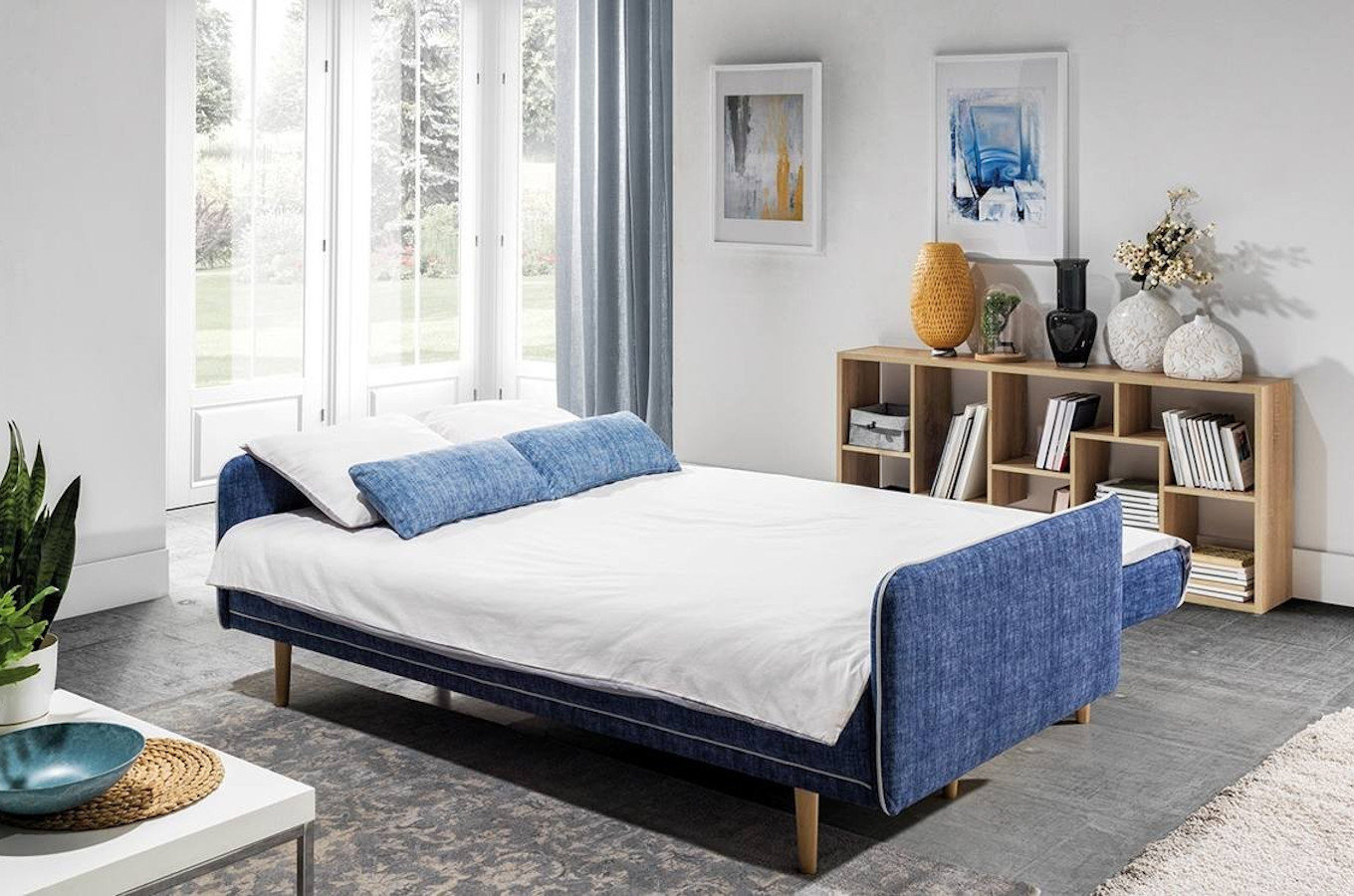 Nowoczesna sofa CORDOBA z funkcją spania i pojemnikiem na pościel