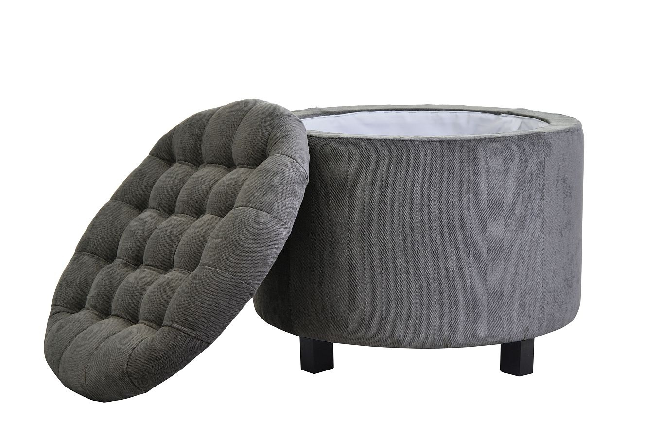 Tapicerowany puf ze schowkiem POMPADOUR i zdejmowanym siedziskiem
