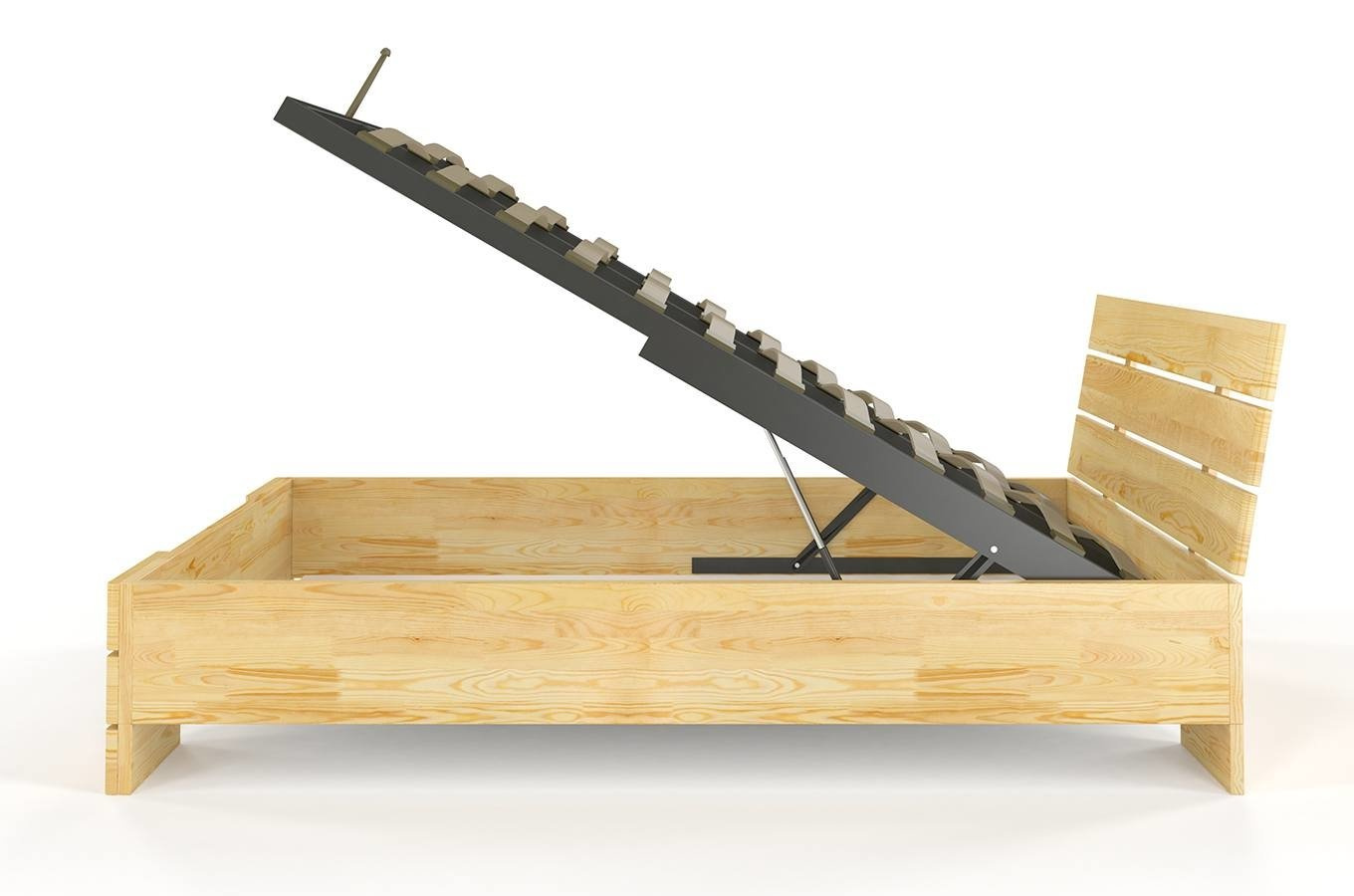 Łóżko drewniane sosnowe Visby Sandemo HIGH & BC (Skrzynia na pościel) / 120x200 cm, kolor orzech