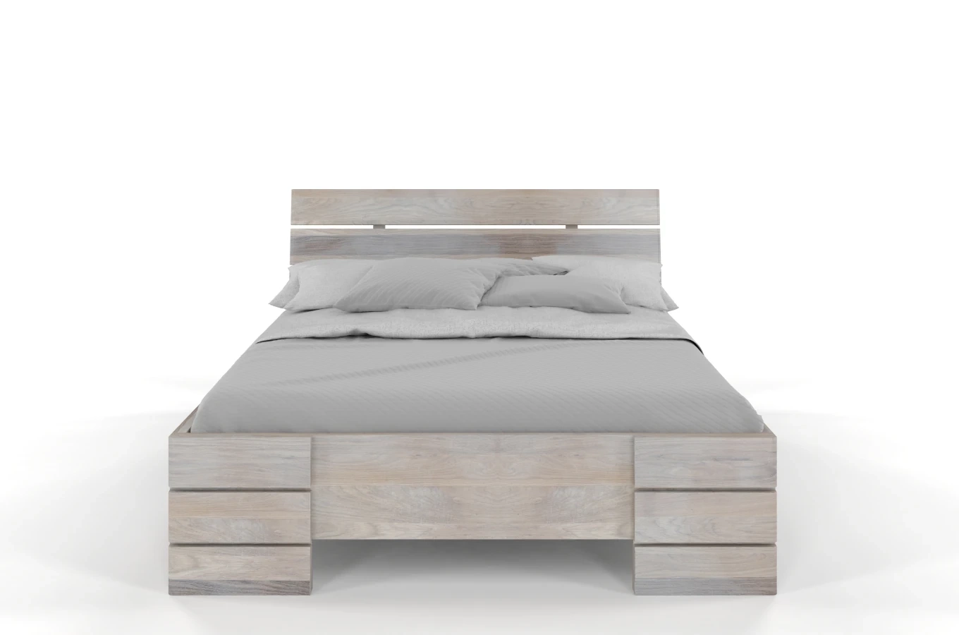 Łóżko drewniane dębowe Visby Sandemo High / 200x200 cm, olej bielony