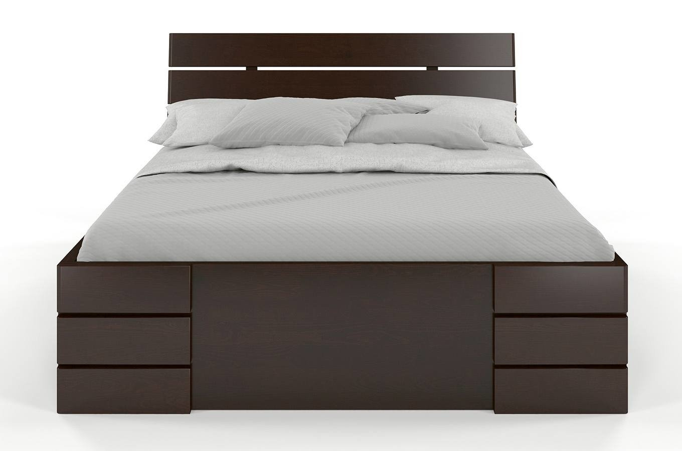 Łóżko drewniane sosnowe Visby Sandemo High Drawers (z szufladami)