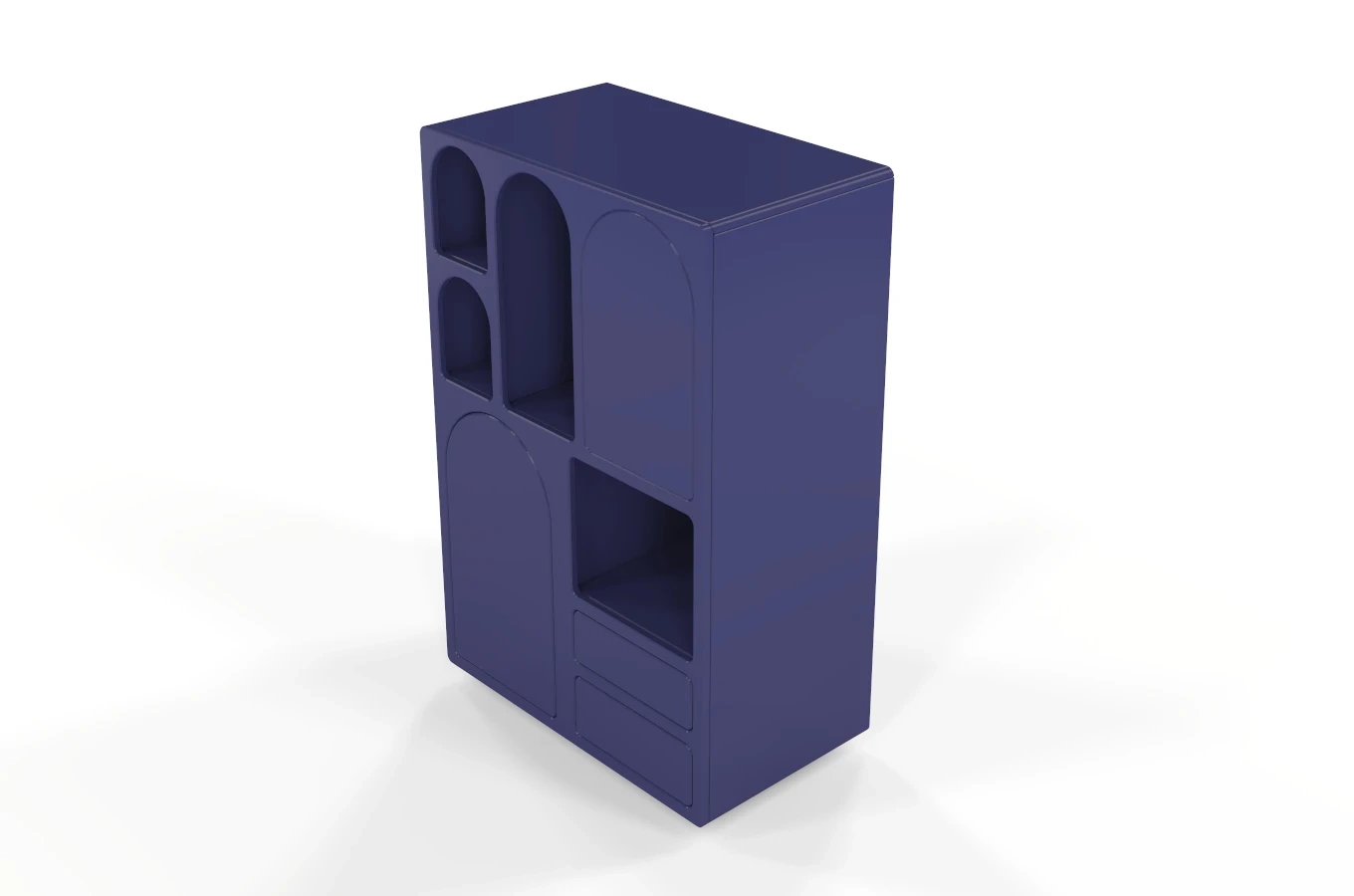 Drewniana komoda z łukami Visby OLIMPIA HIGH / kolor granat szlachetny / szer. 80 cm