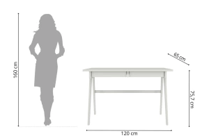 Drewniane biurko / toaletka z szufladami Visby EDDA / kolor szary mleczny / 120x65 cm