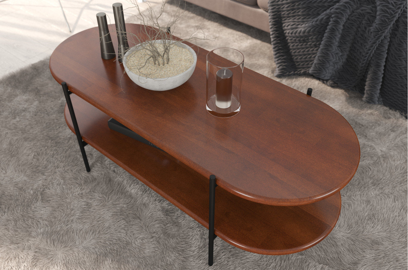 Stolik drewniany bukowy Skandica DOTA w kolorze orzech na metalowych nogach