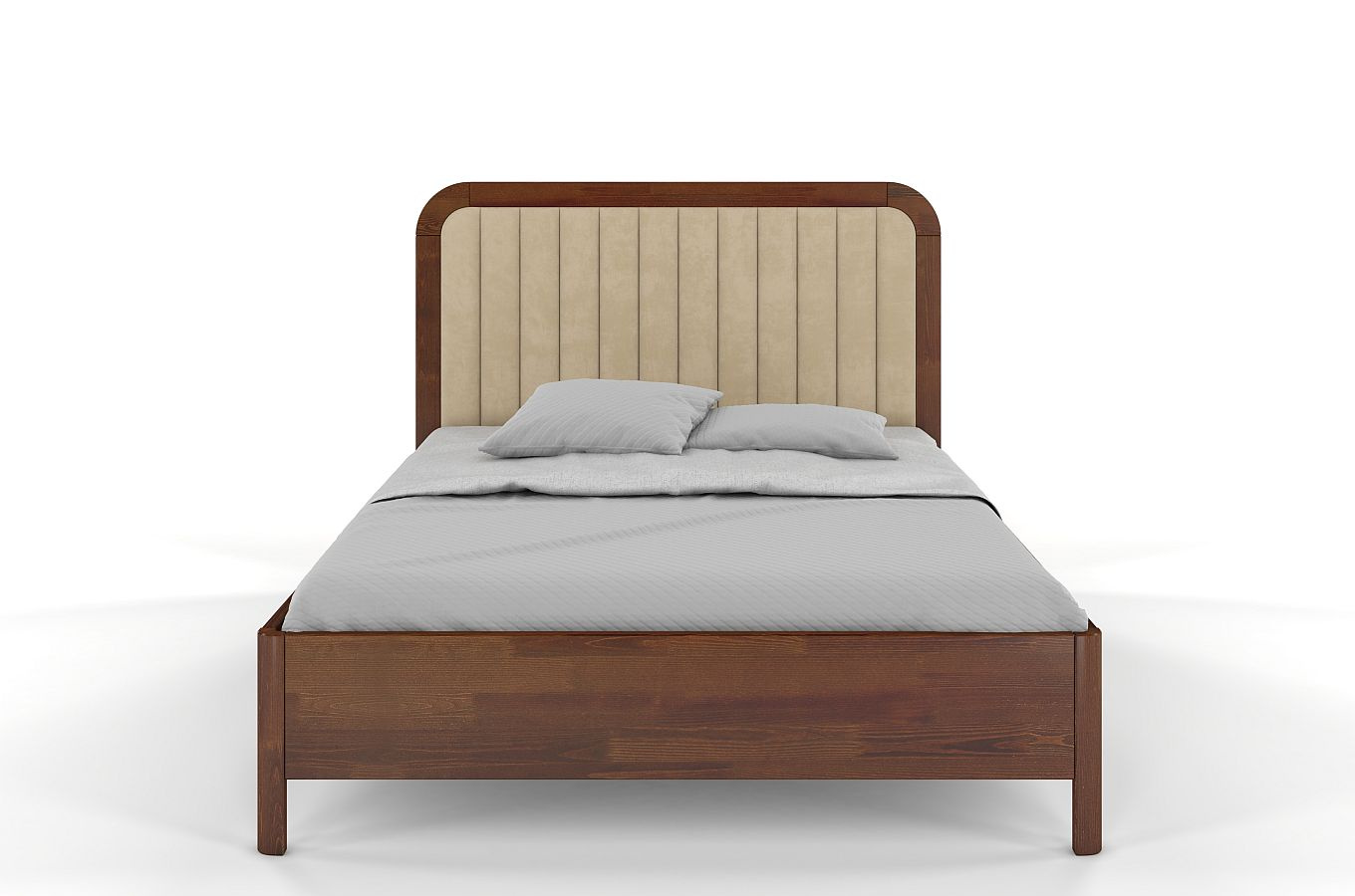 Tapicerowane łóżko drewniane sosnowe Visby MODENA z wysokim zagłówkiem