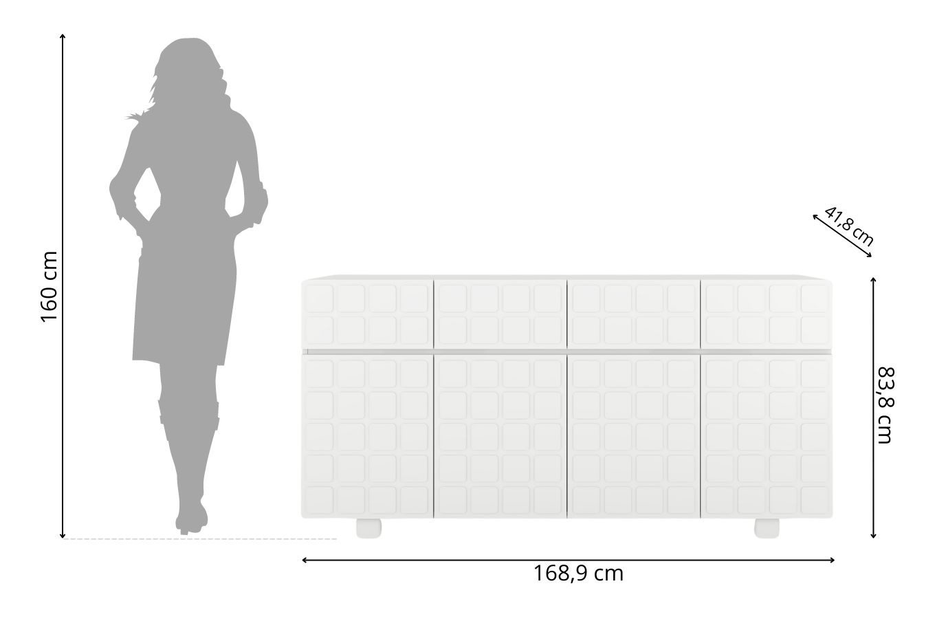 Nowoczesna komoda z frontami 3D Skandica CUBO LONG / kolor biały / szer. 169 cm