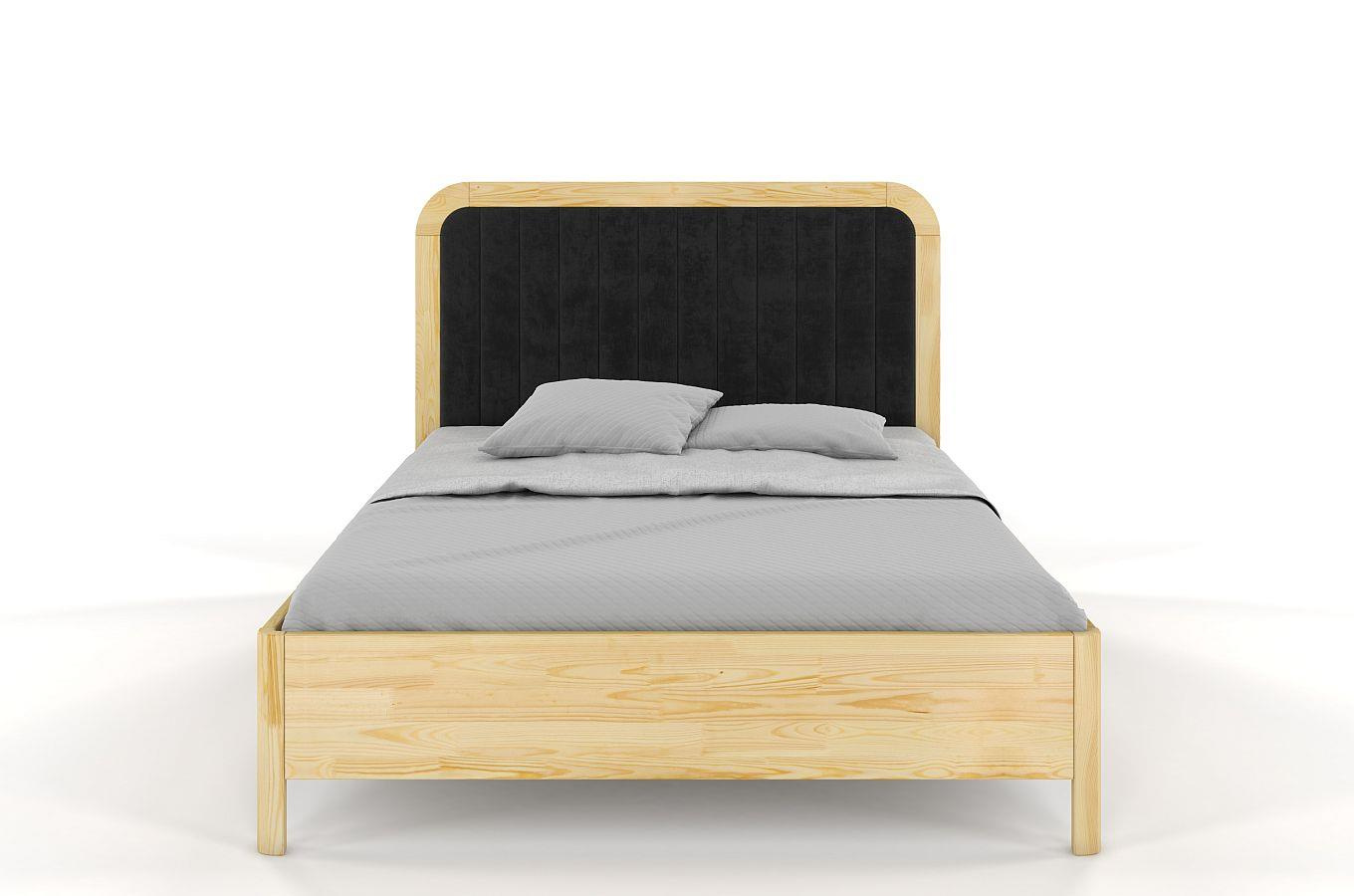 Tapicerowane łóżko drewniane sosnowe Visby MODENA BC z wysokim zagłówkiem / 160x200 cm, kolor naturalny, zagłówek Casablanca 2316 (skrzynia na pościel)