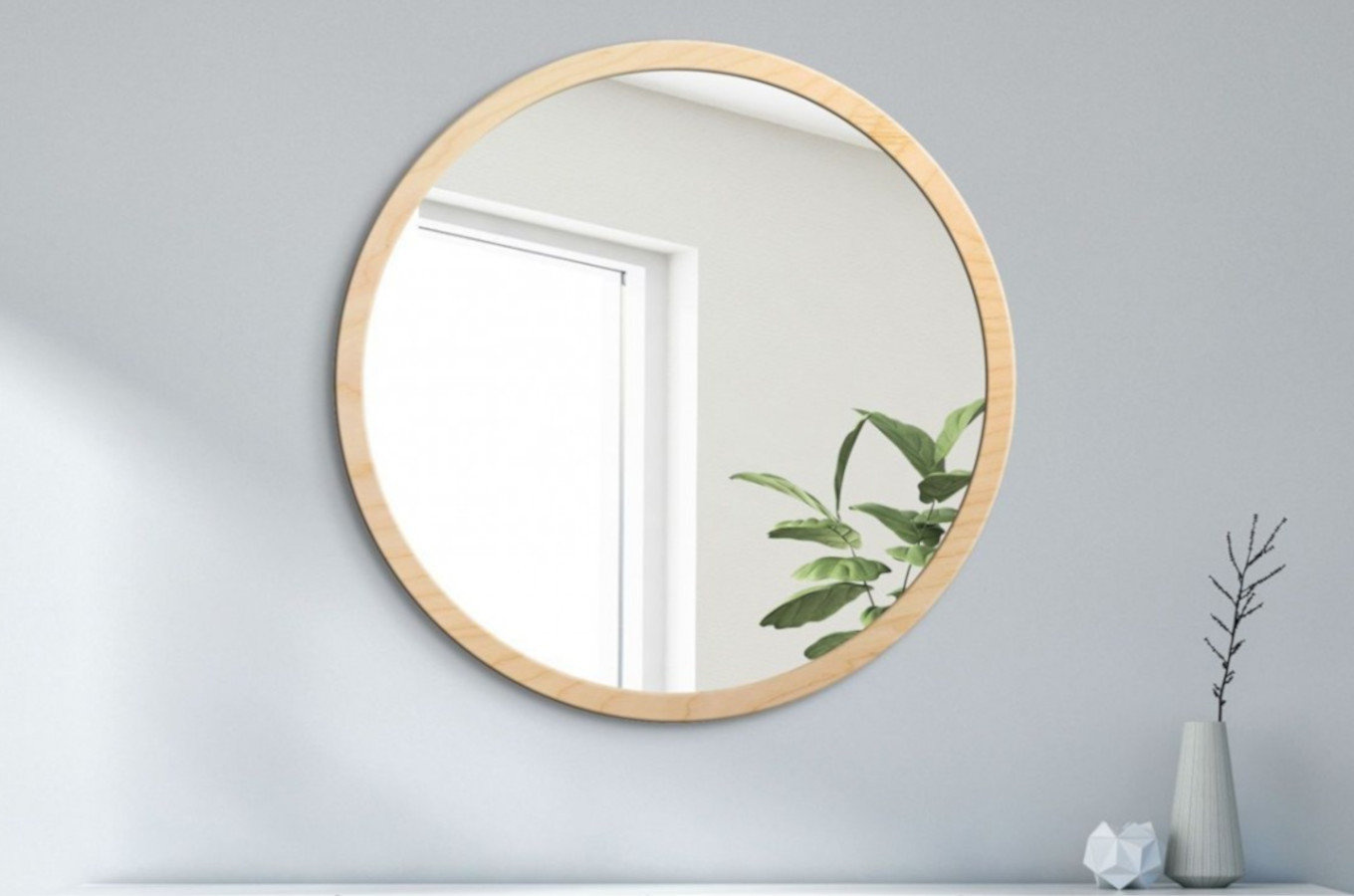 Okrągłe lustro SCANDINAVIA BOLD Natural / rama w kolorze naturalnym