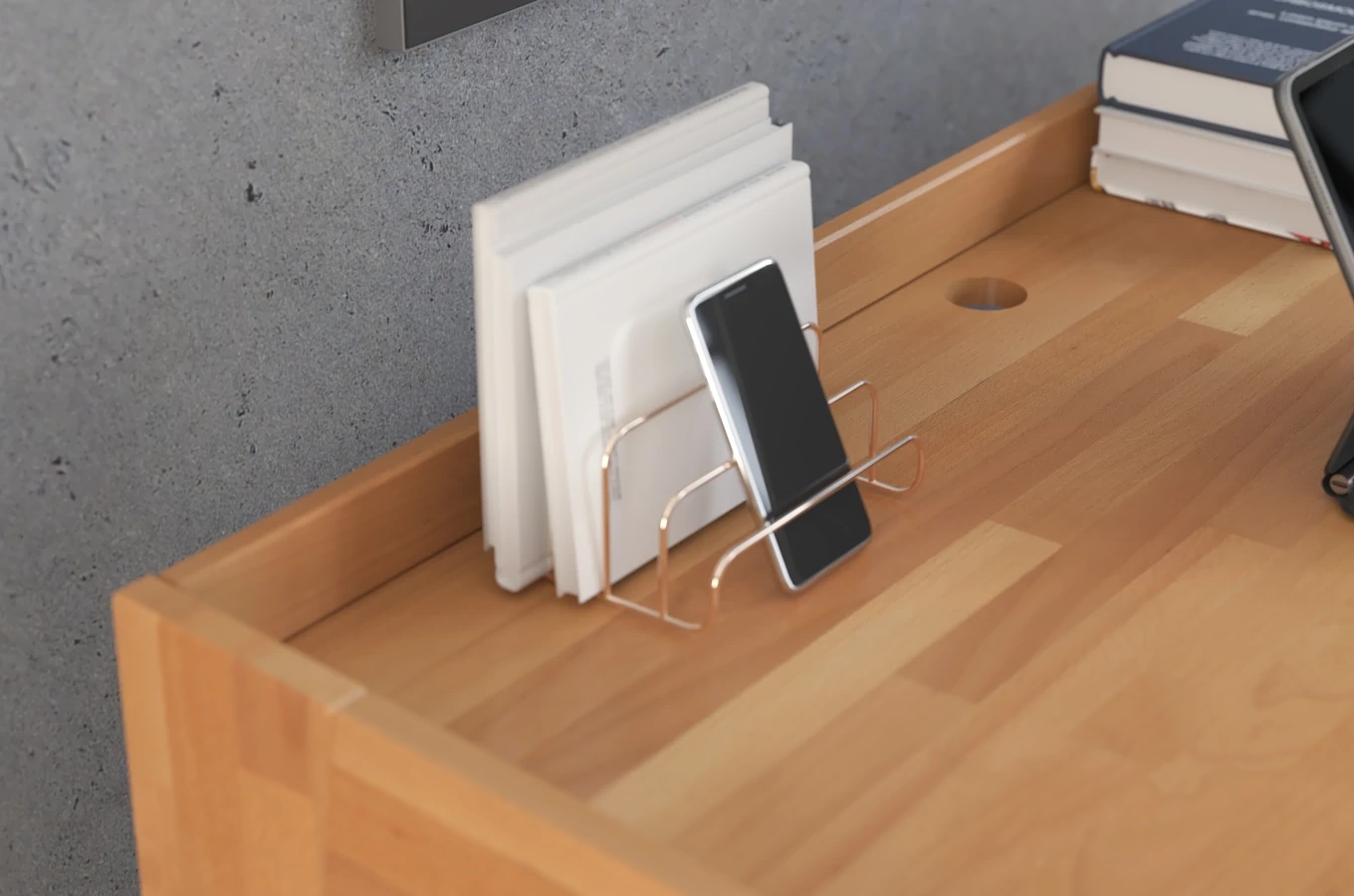 Drewniane bukowe biurko / toaletka z szufladami Visby LISA / kolor naturalny