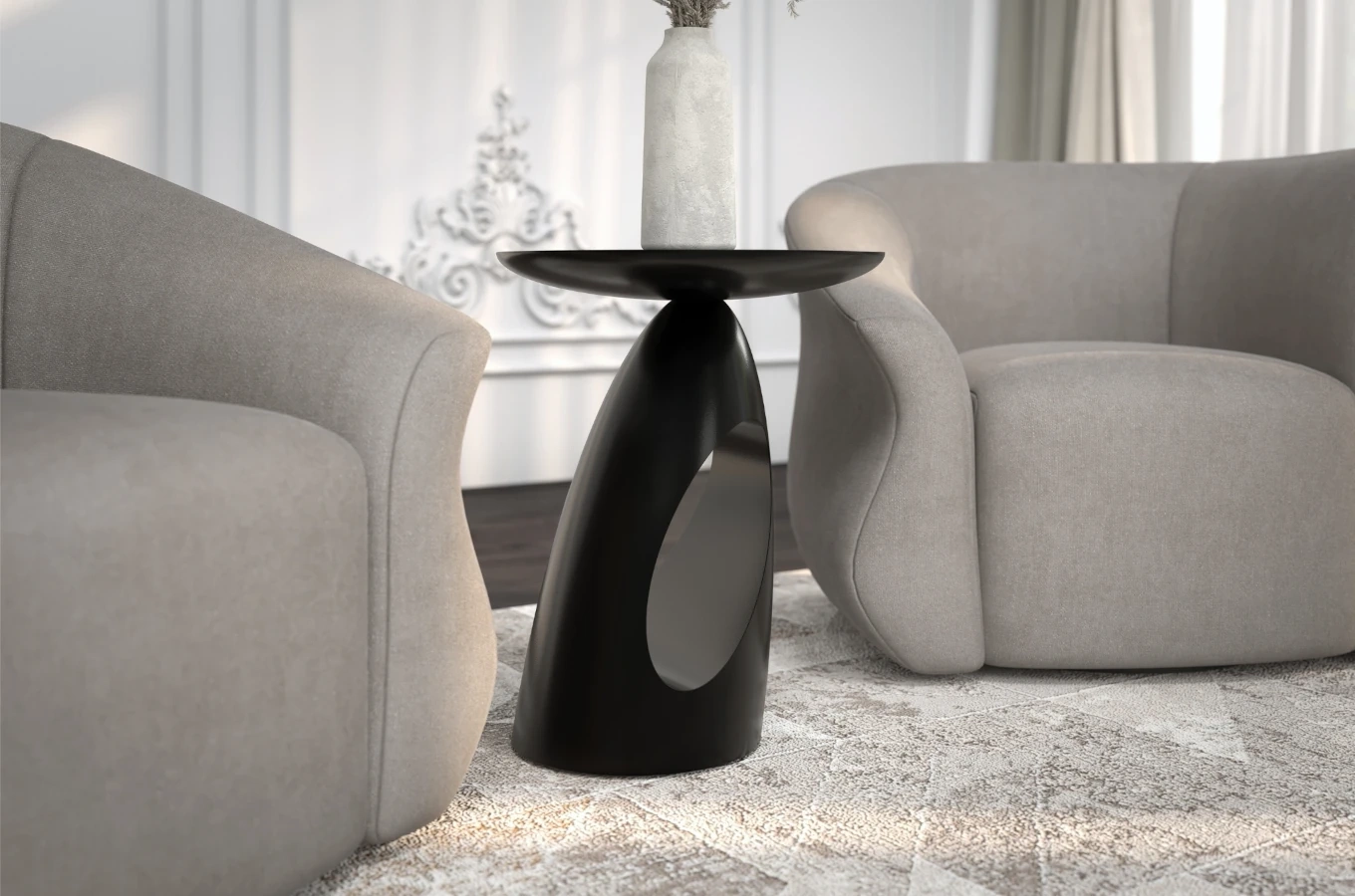 Stolik drewniany Kayani ISLAND różne kolory, wys. 40 cm / kolor czarny