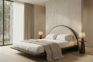 Łóżko lewitujące drewniane bukowe Visby MOMOKO w stylu Japandi