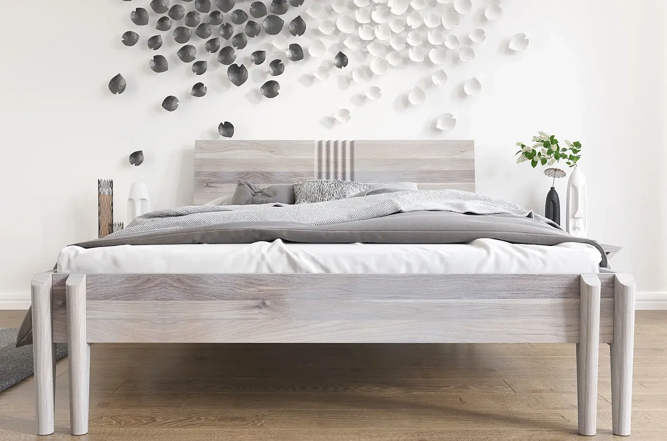 Łóżko drewniane dębowe Visby POZNAŃ / 160x200 cm, olej bielony