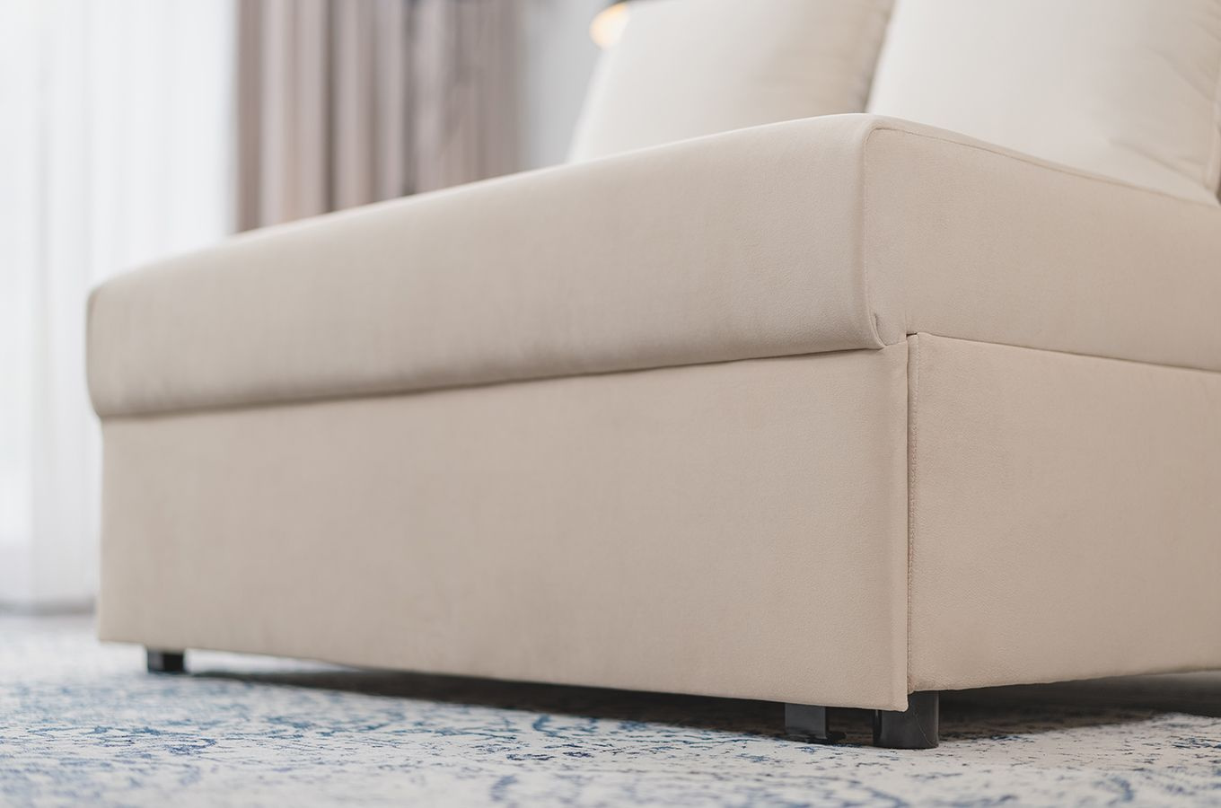 Nowoczesna rozkładana sofa Dancan OLGA z funkcją spania i pojemnikiem na pościel / 4 szerokości + 5 kolorów do wyboru!