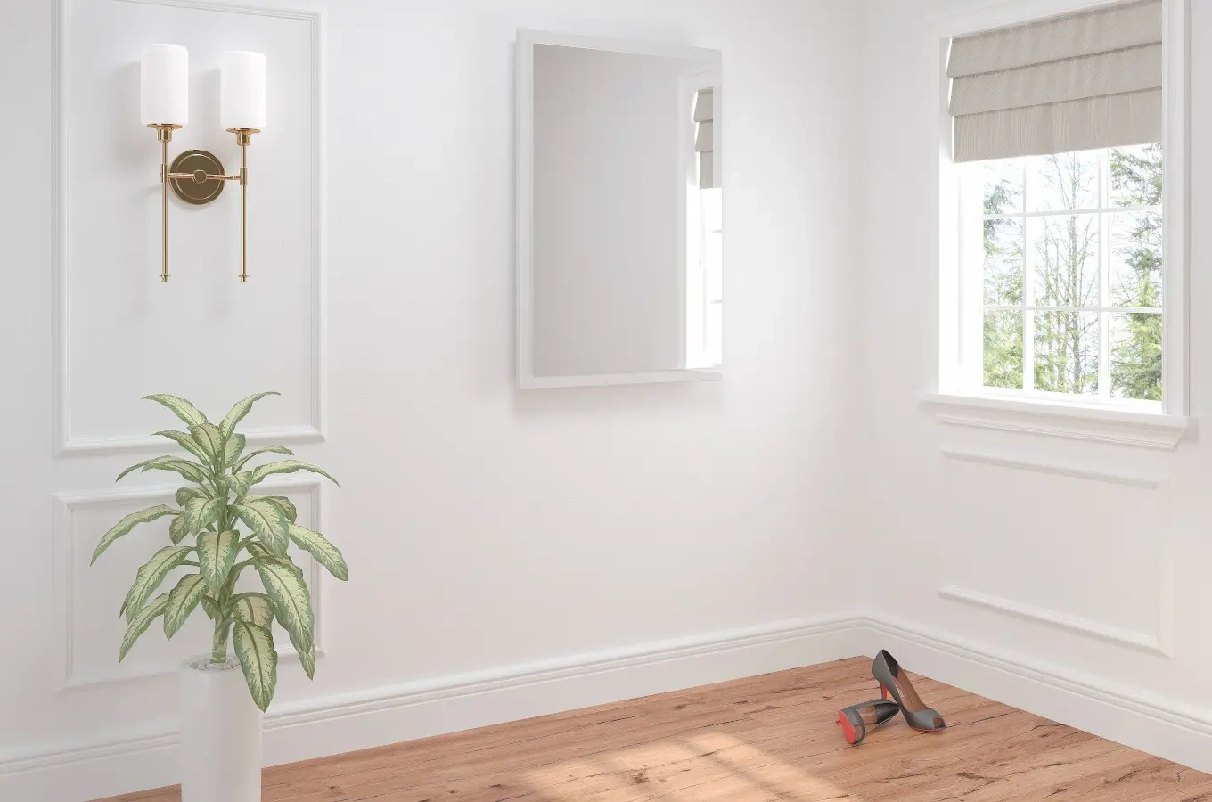 Lustro Dancan EVELINE w ramie w kolorze białym