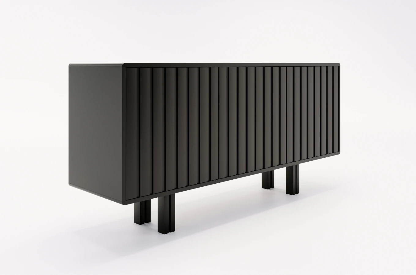 Czarna komoda Skandica VIGGE z lamelami / szer. 149 cm