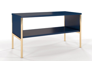 Elegancki granatowy stolik kawowy Skandica POLKA na złotych nóżkach