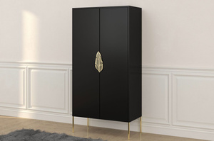 Wysoka czarna komoda ze złotymi dodatkami Skandica MERLIN / szer. 80 cm