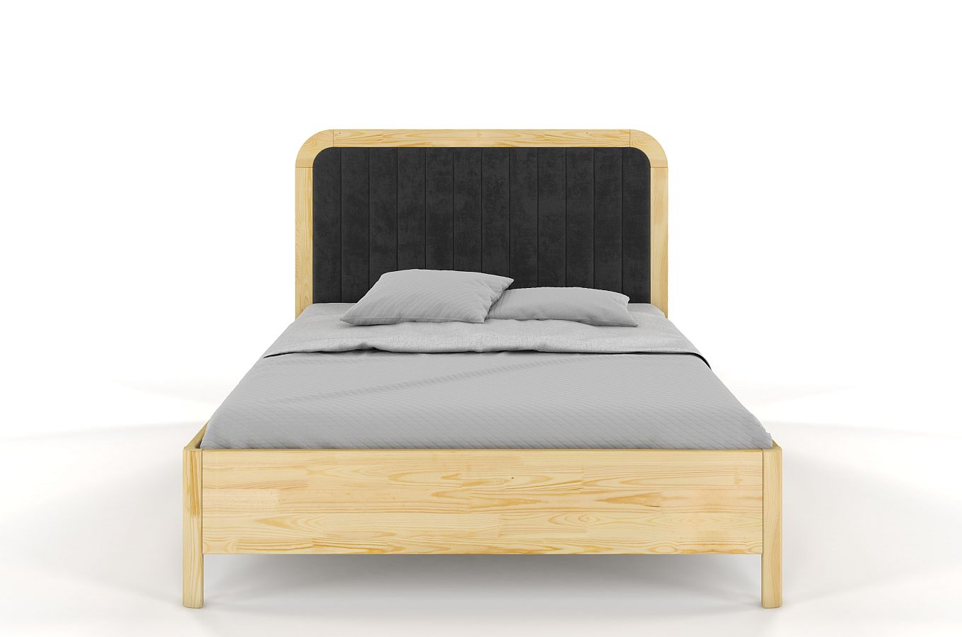 Tapicerowane łóżko drewniane sosnowe Visby MODENA z wysokim zagłówkiem