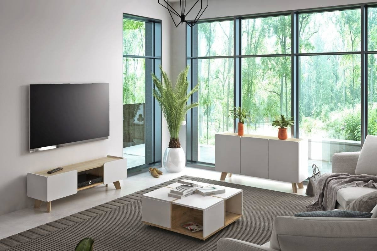 Szafka RTV Skandica LETT 02 na dębowych nogach / szer. 135 cm