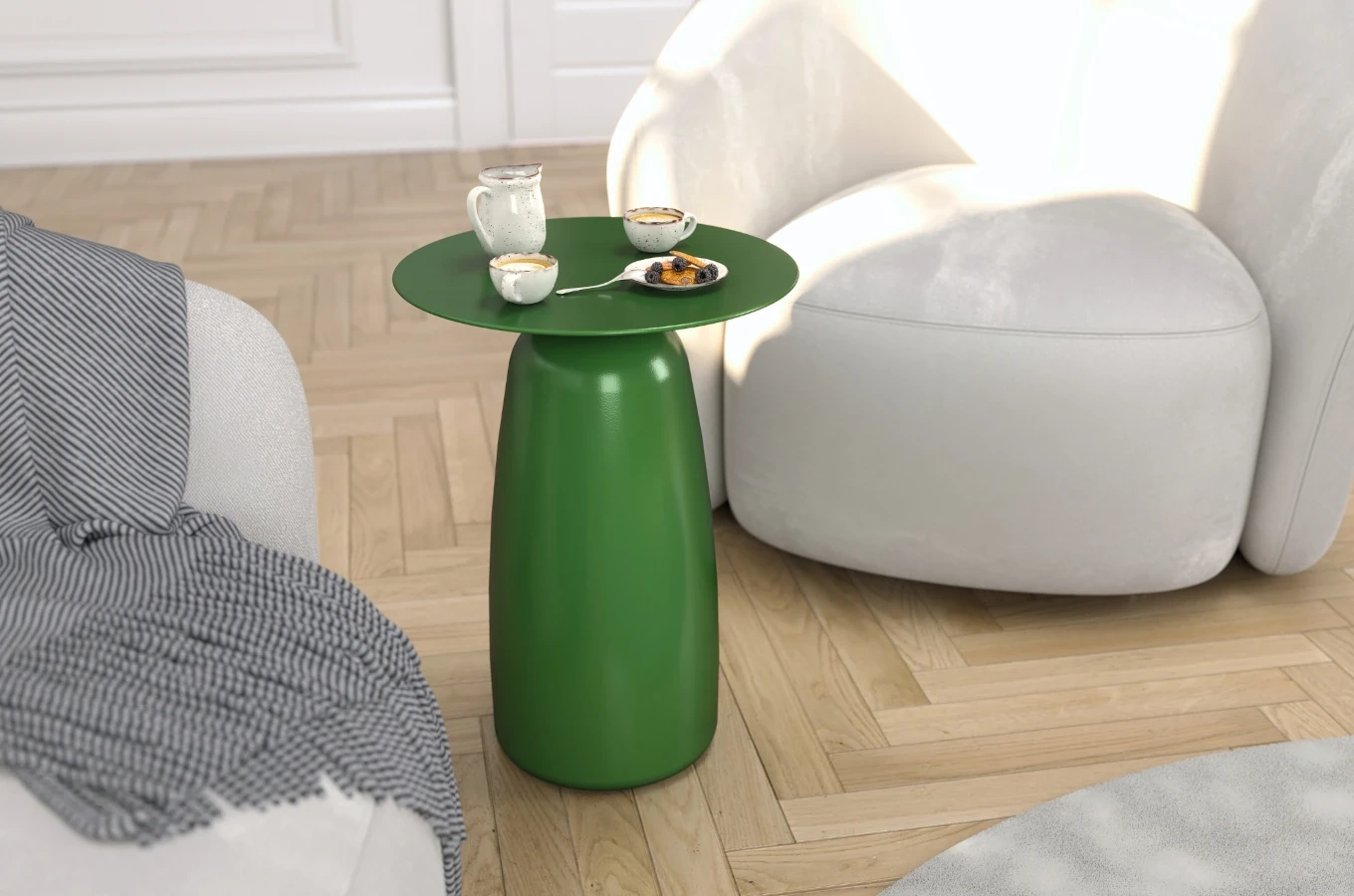 Stolik drewniany Kayani BAOBAB 44 różne kolory, wys. 44 cm / kolor groszkowa zieleń