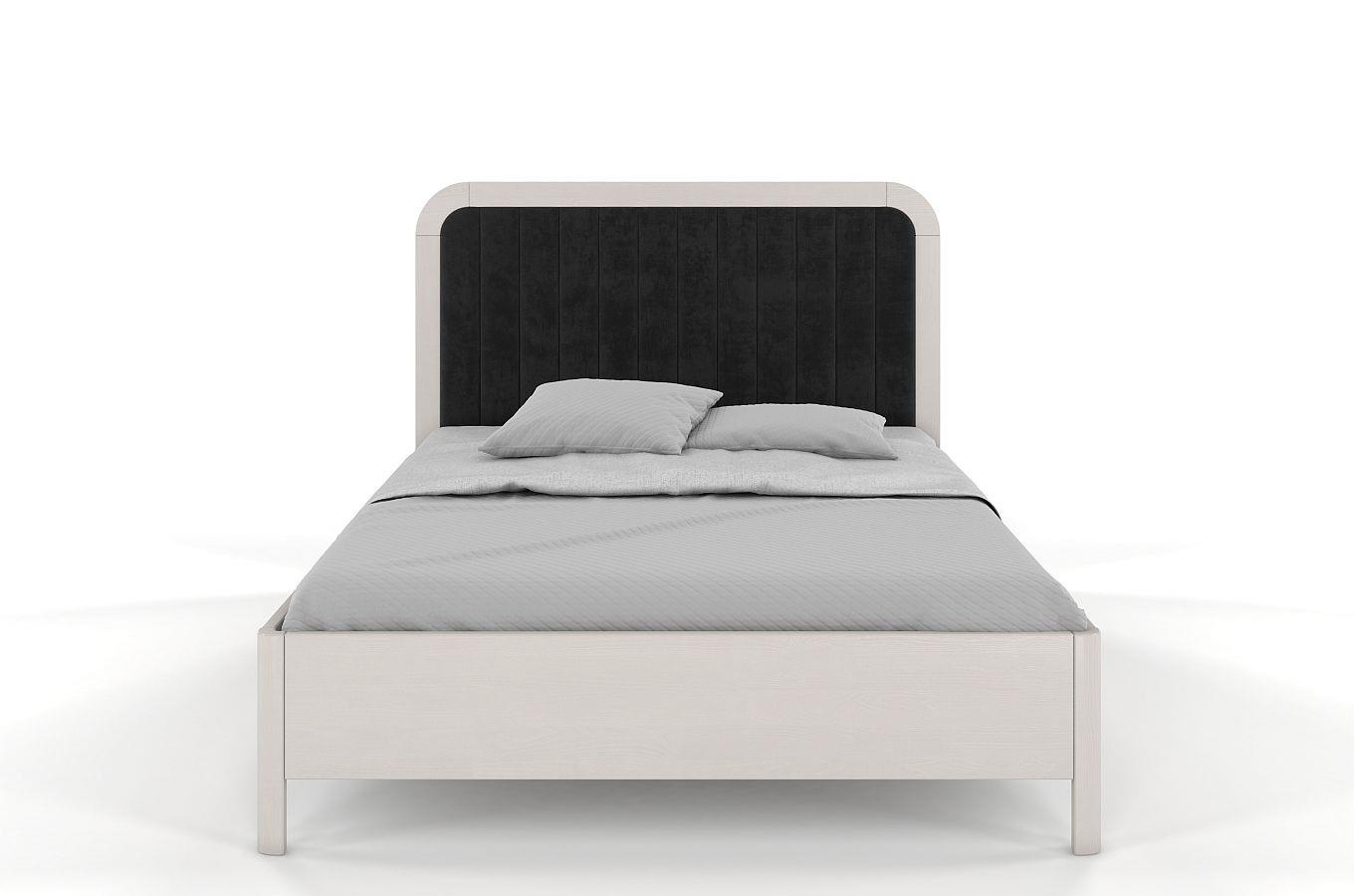 Tapicerowane łóżko drewniane sosnowe Visby MODENA BC z wysokim zagłówkiem / 200x200 cm, kolor biały, zagłówek Casablanca 2316 (skrzynia na pościel)