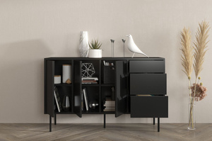 Czarna nowoczesna komoda Dancan MIRKA / szer. 130 cm