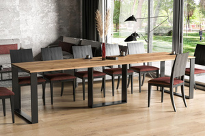 Nowoczesny rozkładany stół BORYS BIS na metalowych nogach 130-310 x 90 cm (dąb craft)