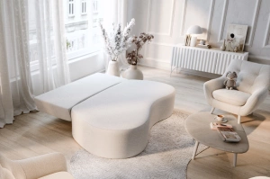 Nowoczesna sofa rozkładana VIVA z funkcją spania i pojemnikiem na pościel / szerokość 216 cm