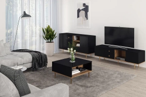 Czarna nowoczesna szafka RTV Skandica HARMONI / szer. 160 cm