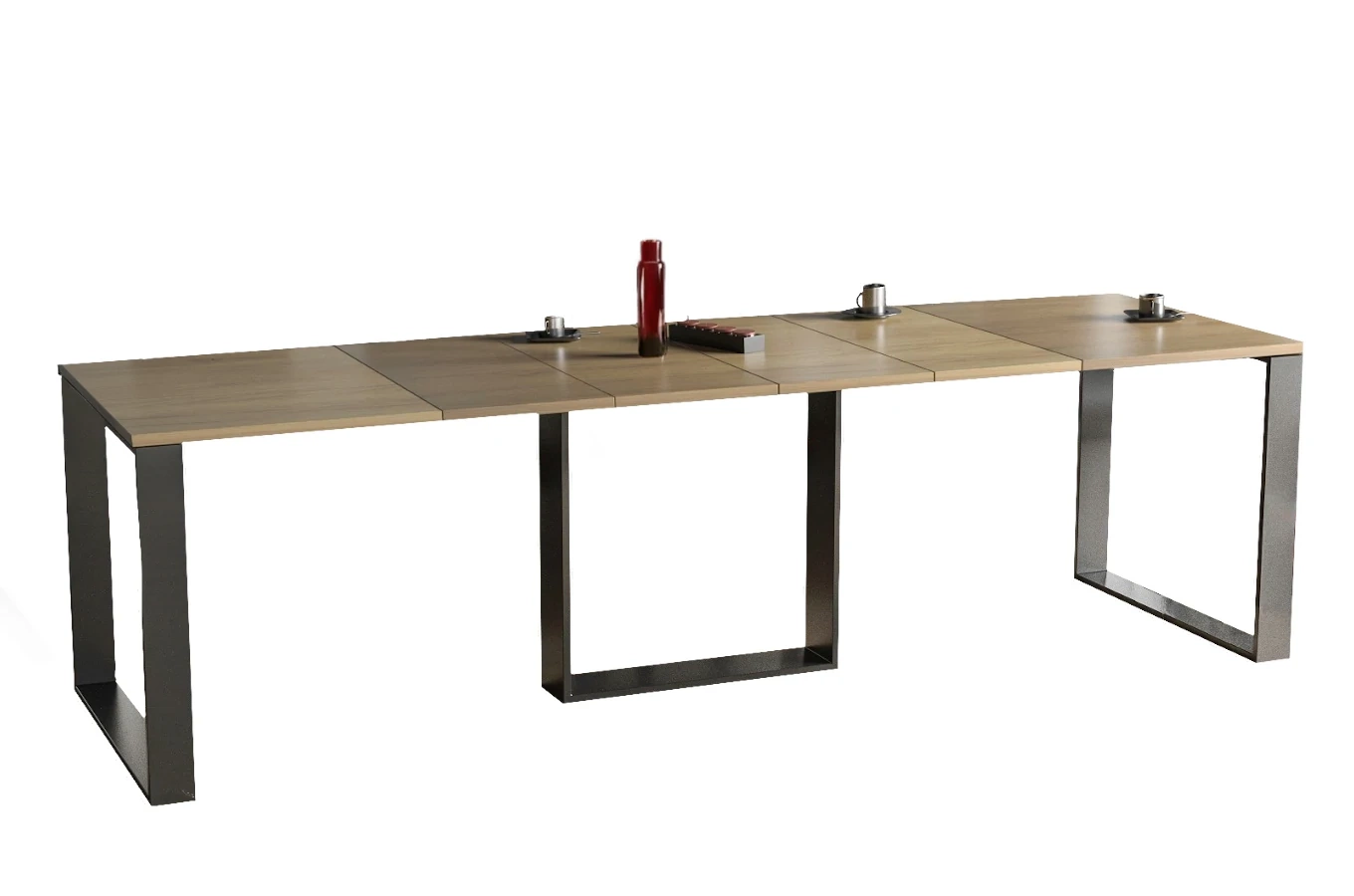 Nowoczesny rozkładany stół BORYS BIS na metalowych nogach 130-310 x 90 cm (dąb nature)