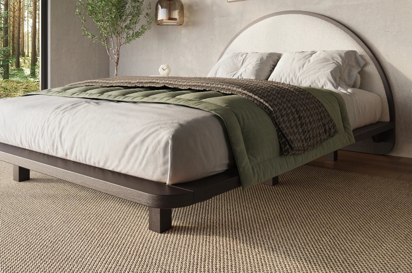 Łóżko lewitujące drewniane bukowe Visby MOMOKO / 120x200 cm, kolor palisander