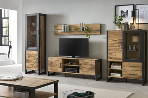 Nowoczesna dębowa półka wisząca TURID / 117.5x36x25 cm