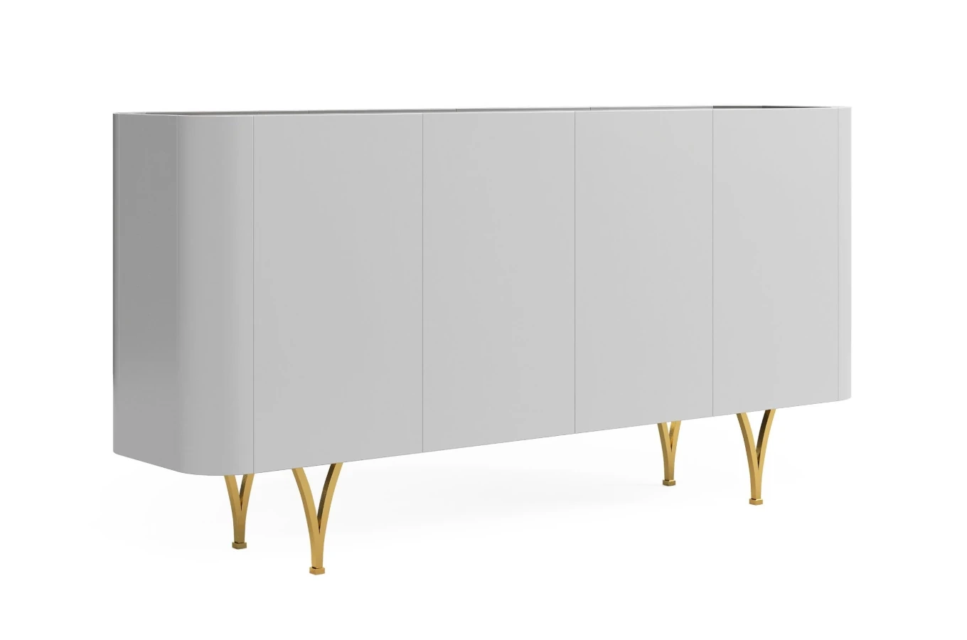 Nowoczesna szara komoda Dancan MONZA ze złotymi nóżkami / szer. 160 cm