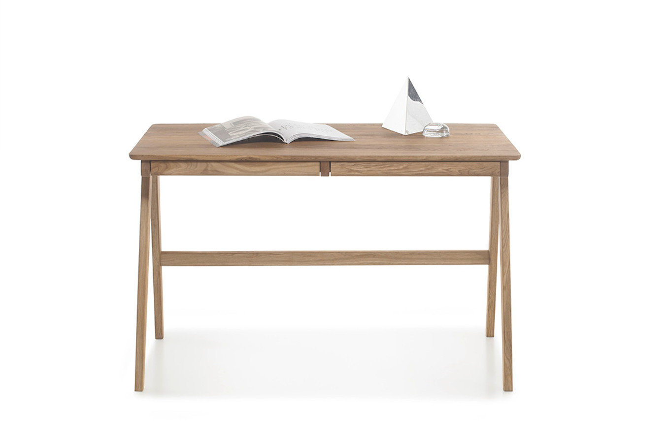 Eleganckie drewniane dębowe biurko z szufladami DELIA / 120x65 cm