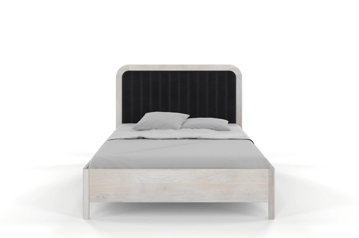Tapicerowane łóżko drewniane dębowe Visby MODENA z wysokim zagłówkiem / 180x200 cm, olej bielony, zagłówek Casablanca 2316