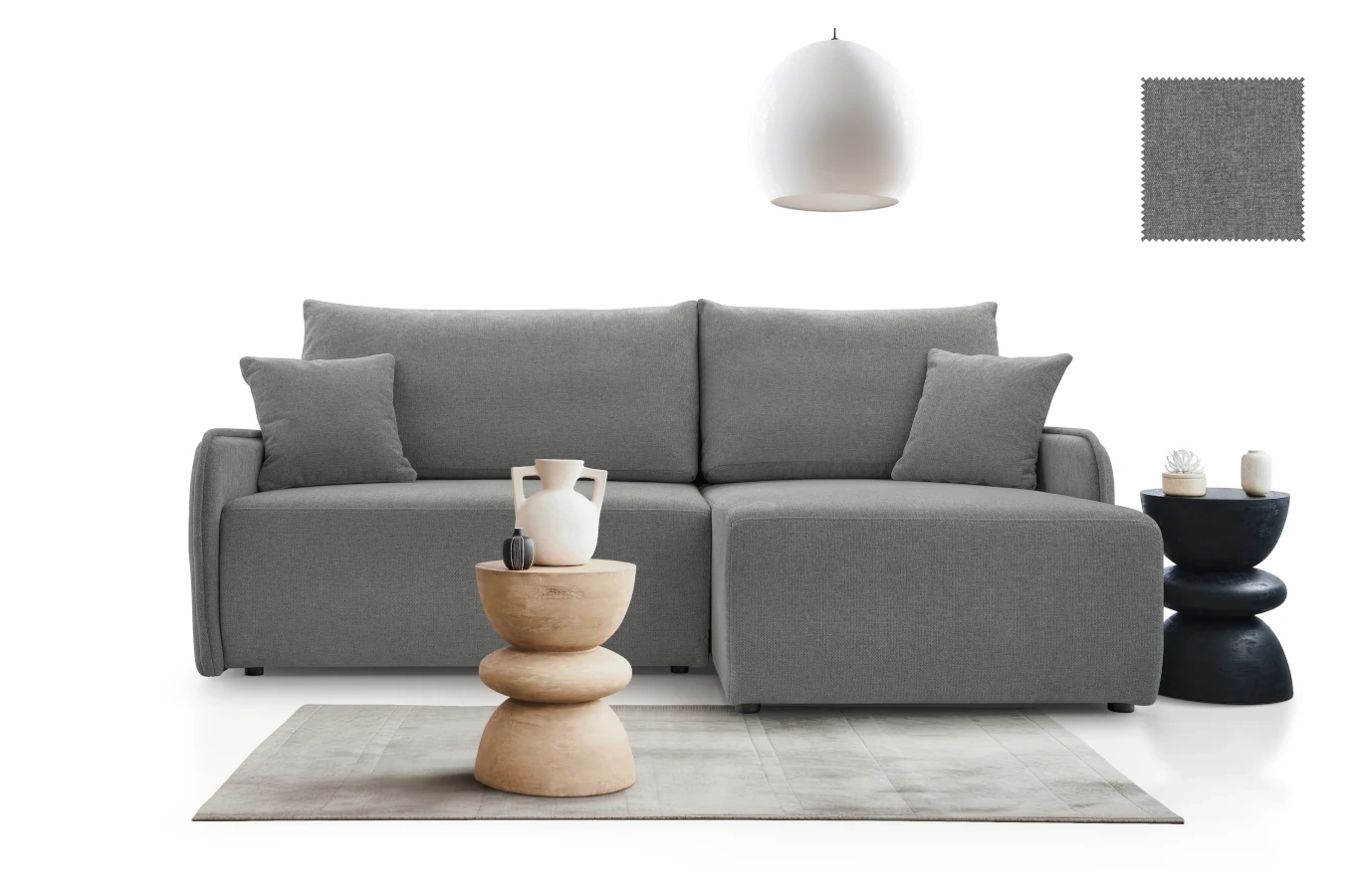 Nowoczesny rozkładany narożnik DIKSI z pojemnikiem na pościel