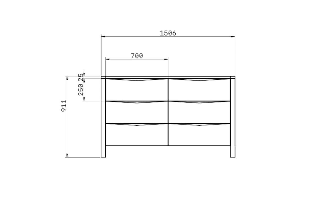 Drewniana komoda bukowa Visby MODENA LOW 150 / kolor palisander