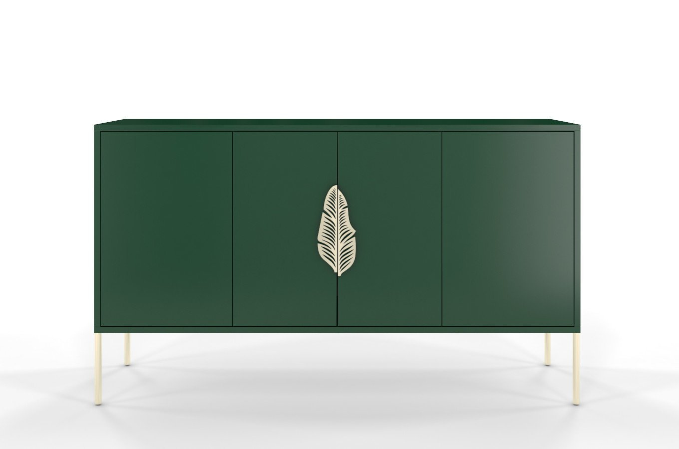 Zielona komoda Skandica MERLIN ze złotymi dodatkami / szer. 138 cm