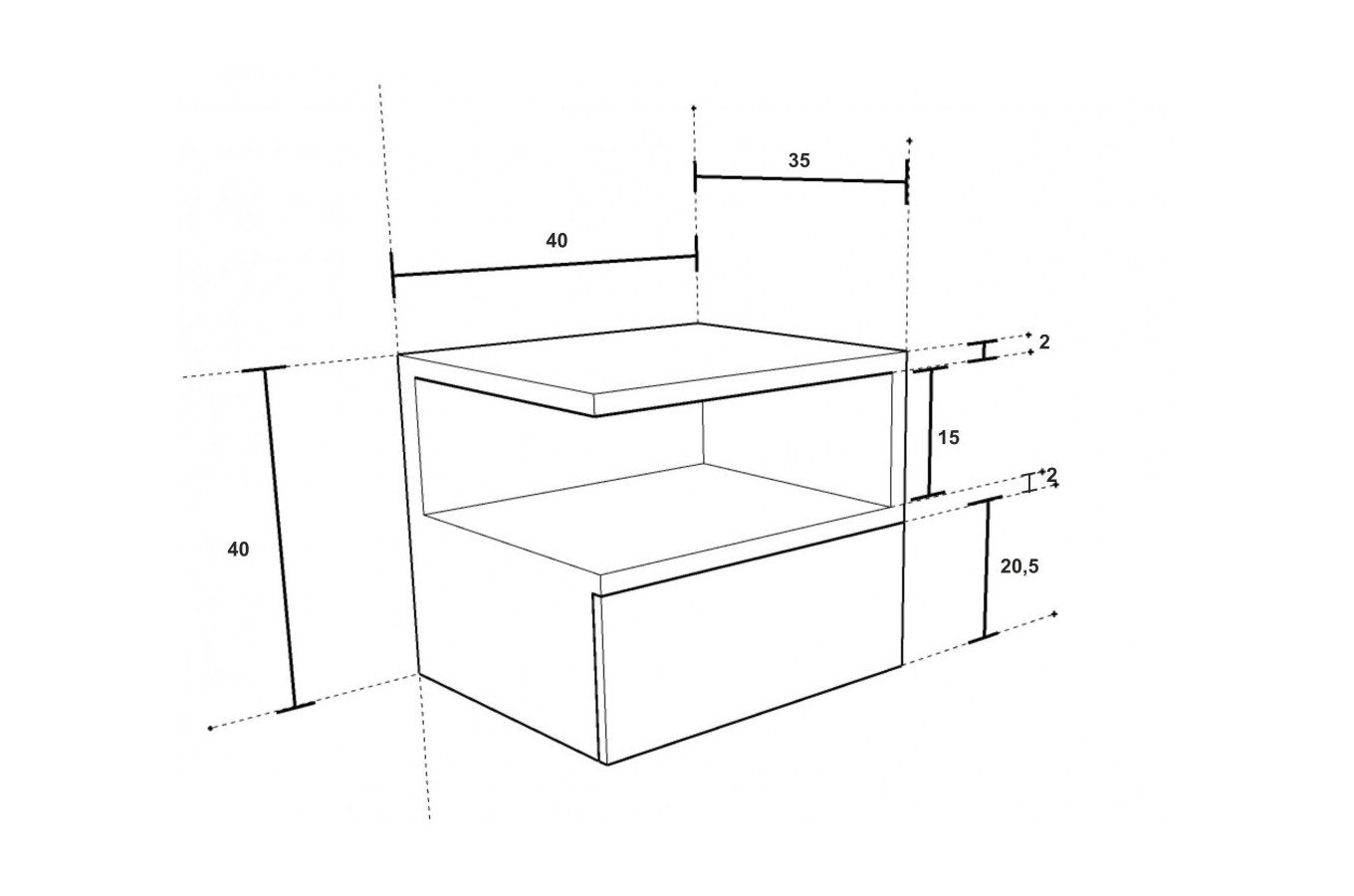 Drewniana szafka nocna LAMAR / szer. 40 cm