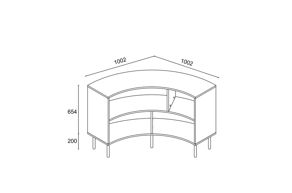 Nowoczesny narożny niski regał na książki Skandica HORN z czarnymi nogami / biały / szer. 100 cm