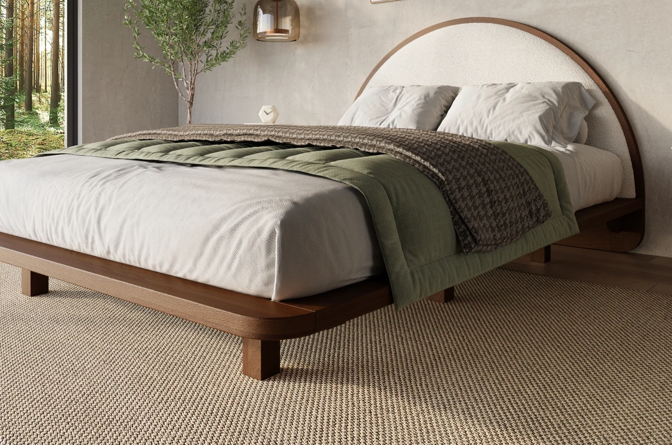 Łóżko lewitujące drewniane bukowe Visby MOMOKO w stylu Japandi