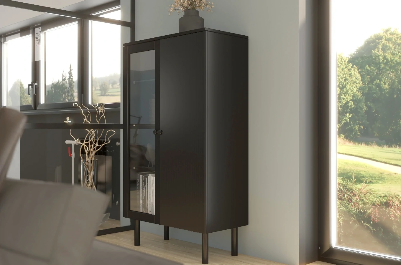 Czarna witryna Visby NORVIK High / szer. 80 cm