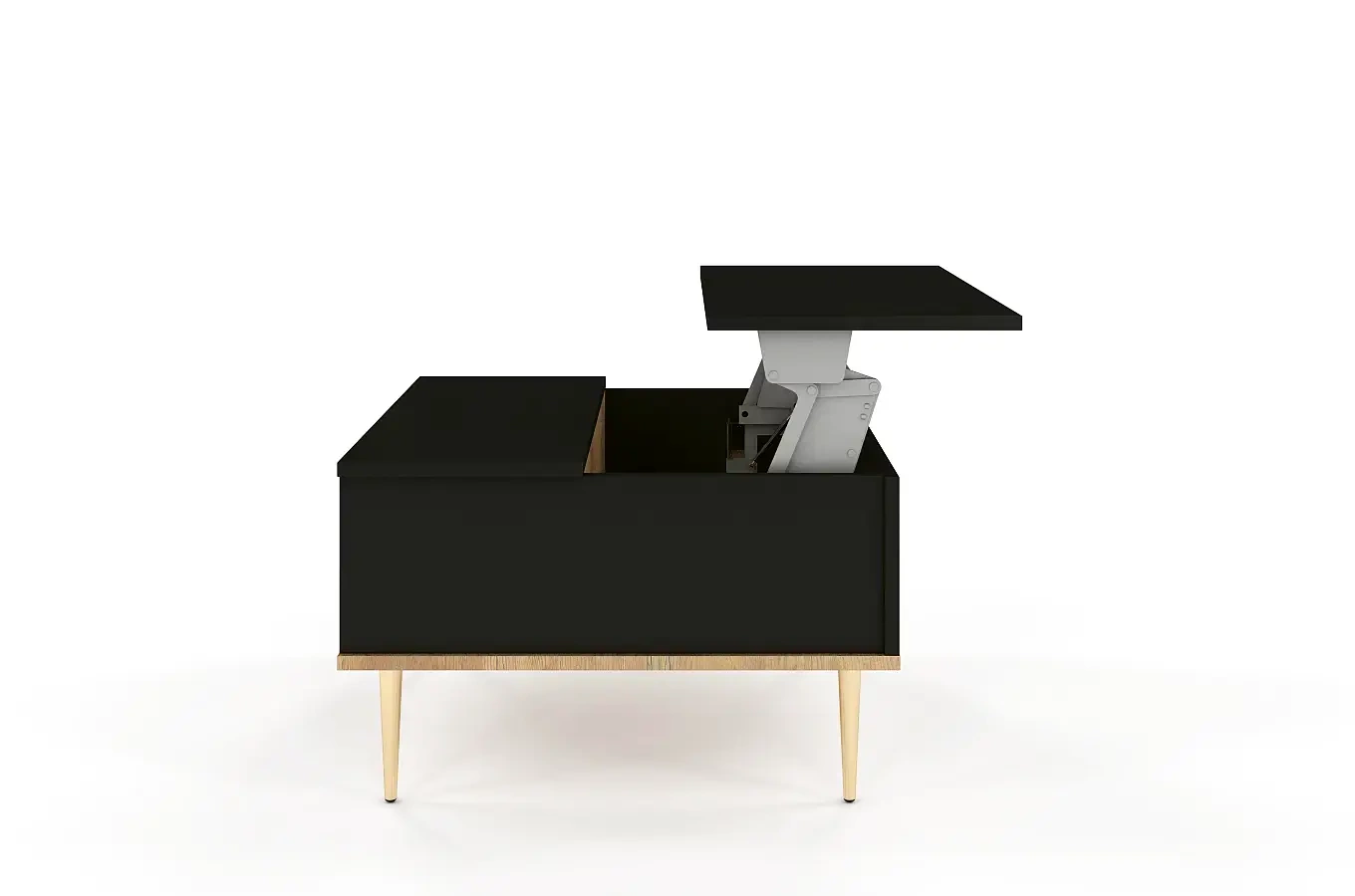 Czarny nowoczesny stolik kawowy Skandica HARMONI z otwieranym blatem
