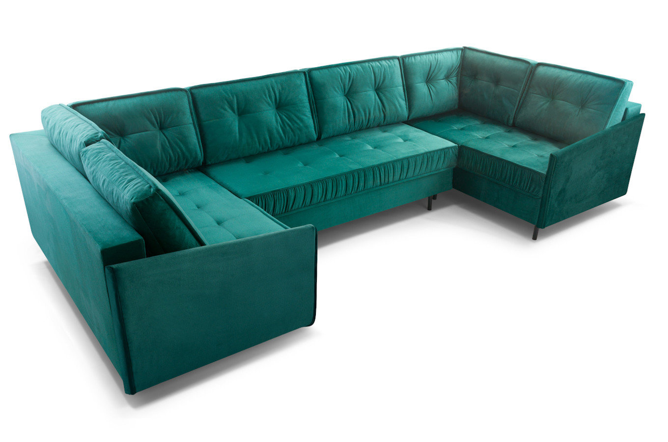 Duży nowoczesny narożnik ZANZIBAR U z funkcją spania i pojemnikiem na pościel