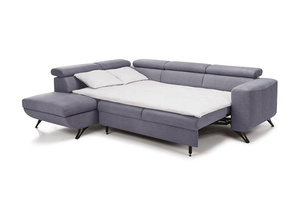 Nowoczesny narożnik ARRATA z funkcją spania i pojemnikiem na pościel