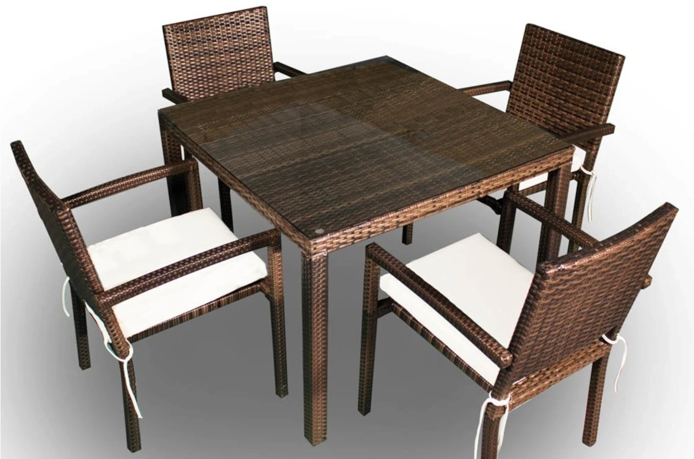 Zestaw mebli ogrodowych z technorattanu ORTA / Stół + 4 krzesła