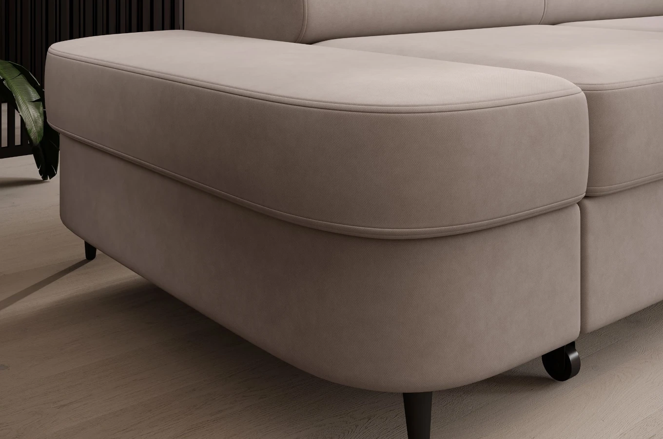 Nowoczesny narożnik TANZANIT L z funkcją spania i pojemnikiem na pościel