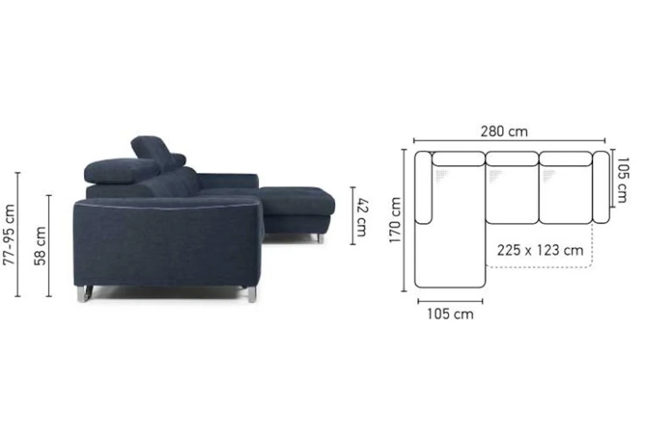 Nowoczesny narożnik ASTI z funkcją spania i pojemnikiem na pościel