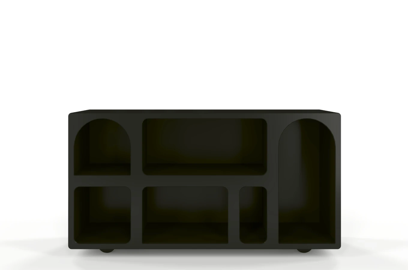 Drewniana komoda - regał - szafka RTV z łukami Visby OLIMPIA LONG / kolor czarny / szer. 140 cm