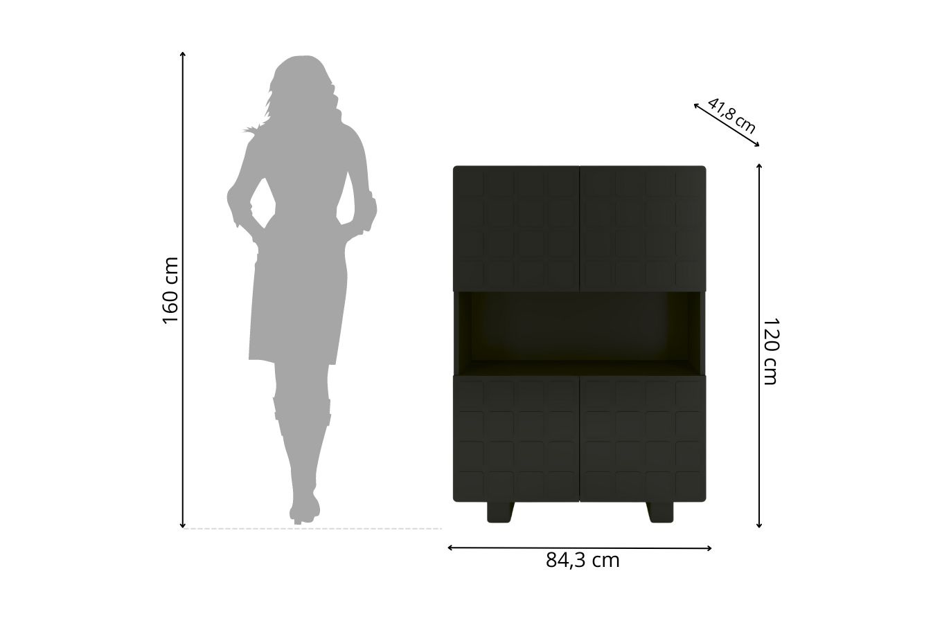 Nowoczesna komoda z frontami 3D Skandica CUBO HIGH / kolor czarny / szer. 85 cm